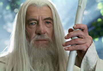 In a moment of vanity, Gandalf realizes how much more slimming white is